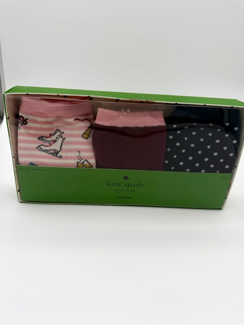 NIB Kate Spade New York Crew Socks Gift Set (3 Pairs) - Ice Skates & Polka Dots